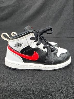 Nike Air Jordan 1 Mid Leather Chile Red Black White Toddler Shoes Size 8C